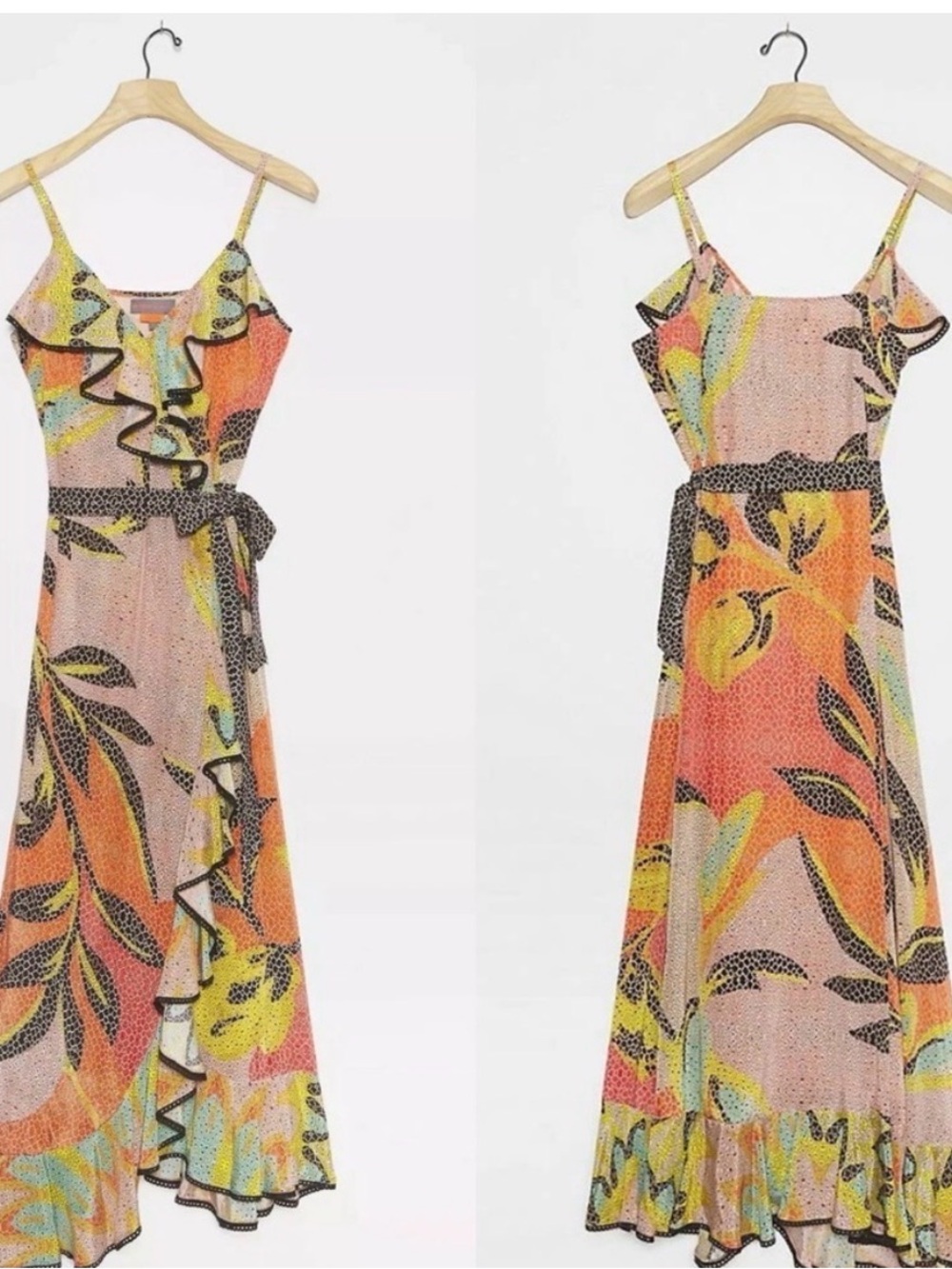 Ruffled V-Neck Maxi Dress in Multicolor